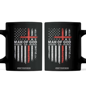 Man of God Husband Dad Protector Coffee Mug Christian Dad Fathers Day TS11 Black Print Your Wear