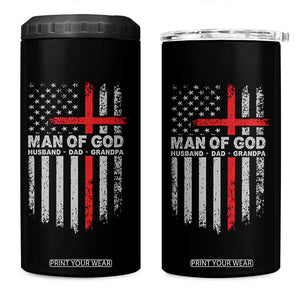 Man of God Husband Dad Protector 4 in 1 Can Cooler Tumbler Christian Dad Fathers Day TS11 One Size: 16 oz Black Print Your Wear