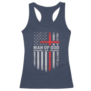 Man of God Husband Dad Protector Racerback Tank Top Christian Dad Fathers Day TS11 Navy Print Your Wear