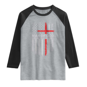 Man of God Husband Dad Protector Raglan Shirt Christian Dad Fathers Day TS11 Heather Gray Black Print Your Wear