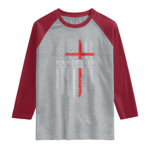 Man of God Husband Dad Protector Raglan Shirt Christian Dad Fathers Day TS11 Heather Gray Heather Red Print Your Wear
