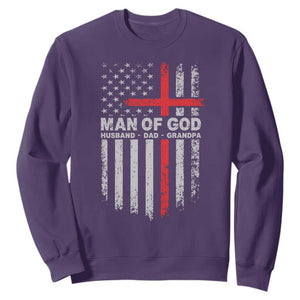 Man of God Husband Dad Protector Sweatshirt Christian Dad Fathers Day TS11 Purple Print Your Wear