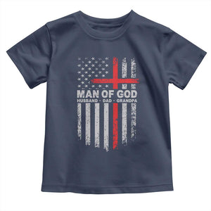 Man of God Husband Dad Protector Toddler T Shirt Christian Dad Fathers Day TS11 Navy Print Your Wear