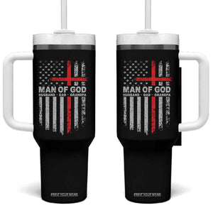 Man of God Husband Dad Protector Tumbler With Handle Christian Dad Fathers Day TS11 One Size: 40 oz Black Print Your Wear