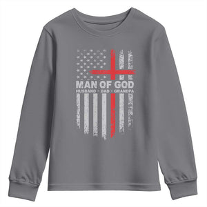 Man of God Husband Dad Protector Youth Sweatshirt Christian Dad Fathers Day TS11 Charcoal Print Your Wear