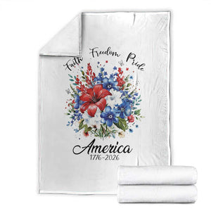 Floral 250th Anniversary Throw Blanket Faith Freedom Pride 4th of July 1776 2026