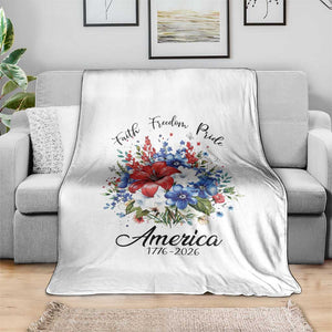 Floral 250th Anniversary Throw Blanket Faith Freedom Pride 4th of July 1776 2026