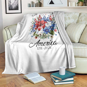 Floral 250th Anniversary Throw Blanket Faith Freedom Pride 4th of July 1776 2026