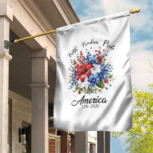 Floral 250th Anniversary Garden Flag Faith Freedom Pride 4th of July 1776 2026