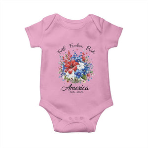 Floral 250th Anniversary Baby Onesie Faith Freedom Pride 4th of July 1776 2026 TS11 Light Pink Print Your Wear