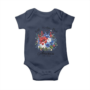 Floral 250th Anniversary Baby Onesie Faith Freedom Pride 4th of July 1776 2026 TS11 Navy Print Your Wear