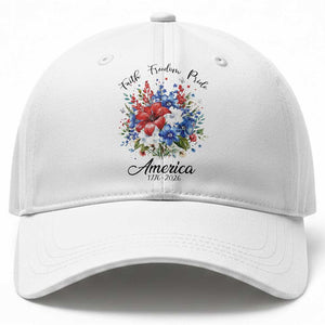 Floral 250th Anniversary Baseball Cap Faith Freedom Pride 4th of July 1776 2026 TS11 Print Your Wear