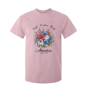 Floral 250th Anniversary T Shirt For Kid Faith Freedom Pride 4th of July 1776 2026 TS11 Light Pink Print Your Wear