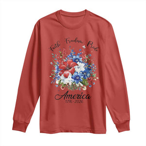 Floral 250th Anniversary Long Sleeve Shirt Faith Freedom Pride 4th of July 1776 2026