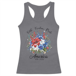 Floral 250th Anniversary Racerback Tank Top Faith Freedom Pride 4th of July 1776 2026 TS11 Charcoal Print Your Wear