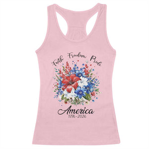 Floral 250th Anniversary Racerback Tank Top Faith Freedom Pride 4th of July 1776 2026 TS11 Light Pink Print Your Wear