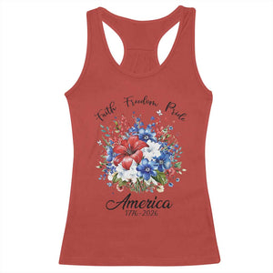 Floral 250th Anniversary Racerback Tank Top Faith Freedom Pride 4th of July 1776 2026 TS11 Red Print Your Wear