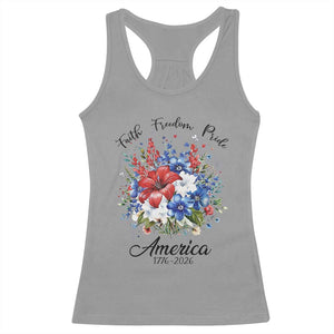 Floral 250th Anniversary Racerback Tank Top Faith Freedom Pride 4th of July 1776 2026 TS11 Sport Gray Print Your Wear