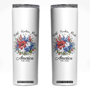 Floral 250th Anniversary Skinny Tumbler Faith Freedom Pride 4th of July 1776 2026 TS11 White Print Your Wear