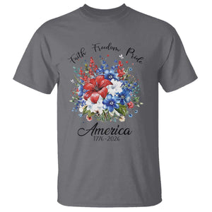 Floral 250th Anniversary T Shirt Faith Freedom Pride 4th of July 1776 2026 TS11 Charcoal Print Your Wear
