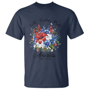Floral 250th Anniversary T Shirt Faith Freedom Pride 4th of July 1776 2026 TS11 Navy Print Your Wear