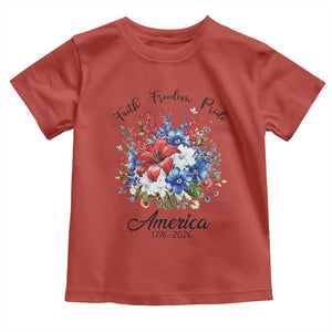 Floral 250th Anniversary Toddler T Shirt Faith Freedom Pride 4th of July 1776 2026