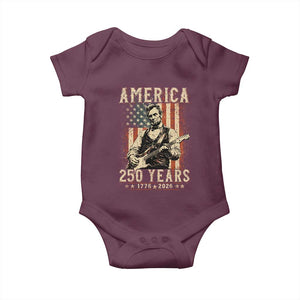 Abraham Lincoln Playing Guitar 4th July US 250th Anniversary Baby Onesie TS11 Maroon Print Your Wear