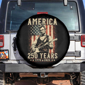 Abraham Lincoln Playing Guitar 4th July US 250th Anniversary Spare Tire Cover TS11 No hole Black Print Your Wear