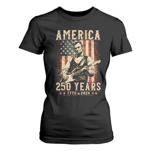 Abraham Lincoln Playing Guitar 4th July US 250th Anniversary T Shirt For Women TS11 Black Print Your Wear