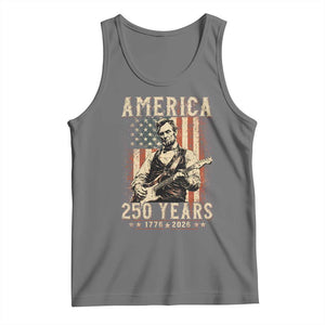 Abraham Lincoln Playing Guitar 4th July US 250th Anniversary Tank Top TS11 Black Heather Print Your Wear