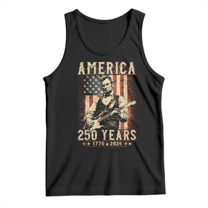 Abraham Lincoln Playing Guitar 4th July US 250th Anniversary Tank Top TS11 Black Print Your Wear