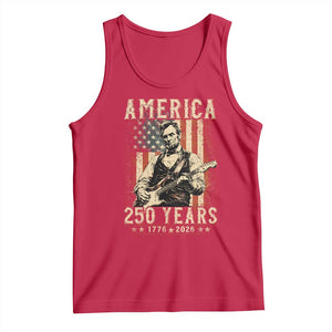 Abraham Lincoln Playing Guitar 4th July US 250th Anniversary Tank Top TS11 Red Print Your Wear