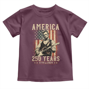 Abraham Lincoln Playing Guitar 4th July US 250th Anniversary Toddler T Shirt TS11 Maroon Print Your Wear