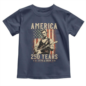 Abraham Lincoln Playing Guitar 4th July US 250th Anniversary Toddler T Shirt TS11 Navy Print Your Wear