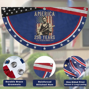 Abraham Lincoln Playing Guitar 4th July US 250th Anniversary Patriotic Fan Flag