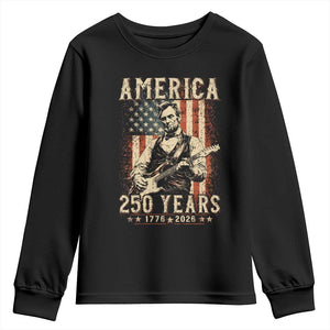 Abraham Lincoln Playing Guitar 4th July US 250th Anniversary Youth Sweatshirt TS11 Black Print Your Wear