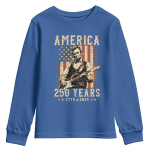 Abraham Lincoln Playing Guitar 4th July US 250th Anniversary Youth Sweatshirt TS11 Royal Blue Print Your Wear