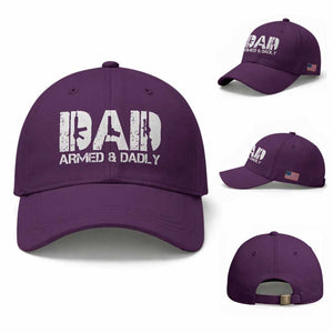 Armed And Dadly Dad Baseball Cap Fathers Day Pro Gun Owner