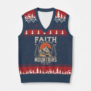 Faith Can Move Mountains V-Neck Knit Sweater Vest Religious Christian Camping TS11 Navy Red Print Your Wear