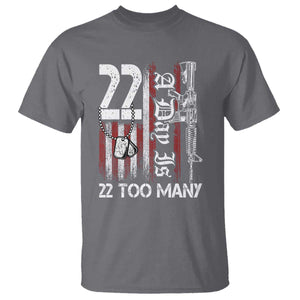 Suicide Awareness PTSD Veteran T Shirt 22 A Day Is Too Many Vintage American Flag TS11 Charcoal Print Your Wear