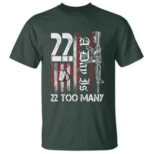 Suicide Awareness PTSD Veteran T Shirt 22 A Day Is Too Many Vintage American Flag TS11 Dark Forest Green Print Your Wear