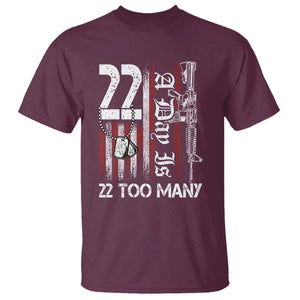 Suicide Awareness PTSD Veteran T Shirt 22 A Day Is Too Many Vintage American Flag TS11 Maroon Print Your Wear