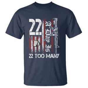 Suicide Awareness PTSD Veteran T Shirt 22 A Day Is Too Many Vintage American Flag TS11 Navy Print Your Wear
