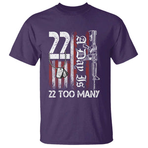 Suicide Awareness PTSD Veteran T Shirt 22 A Day Is Too Many Vintage American Flag TS11 Purple Print Your Wear
