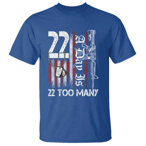 Suicide Awareness PTSD Veteran T Shirt 22 A Day Is Too Many Vintage American Flag TS11 Royal Blue Print Your Wear