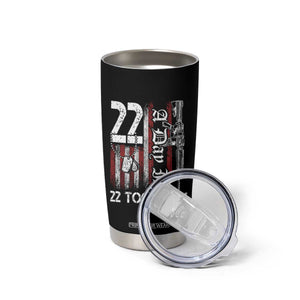 Suicide Awareness PTSD Veteran Tumbler Cup 22 A Day Is Too Many Vintage American Flag TS11 Print Your Wear