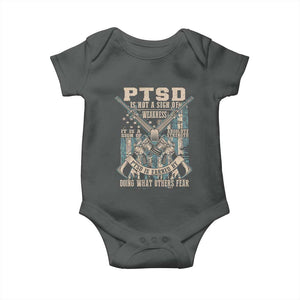 PTSD Veteran Baby Onesie PTSD Is Not A Sign Of Weakness It Is A Sign Of Absolute Strength TS11 Dark Heather Print Your Wear