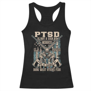 PTSD Veteran Racerback Tank Top PTSD Is Not A Sign Of Weakness It Is A Sign Of Absolute Strength TS11 Black Print Your Wear