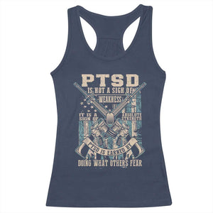PTSD Veteran Racerback Tank Top PTSD Is Not A Sign Of Weakness It Is A Sign Of Absolute Strength TS11 Navy Print Your Wear