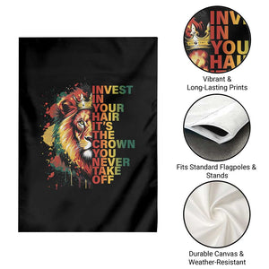 Rasta Lion Garden Flag Invest In Your Hair It's The Crown You Never Take Off Jamaican Pride TS11 Print Your Wear